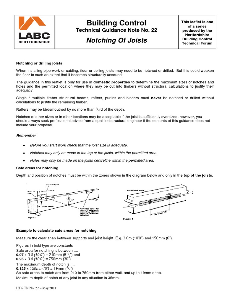 22 Guidance Note Technical Notching Of Joists May2011 Lumber