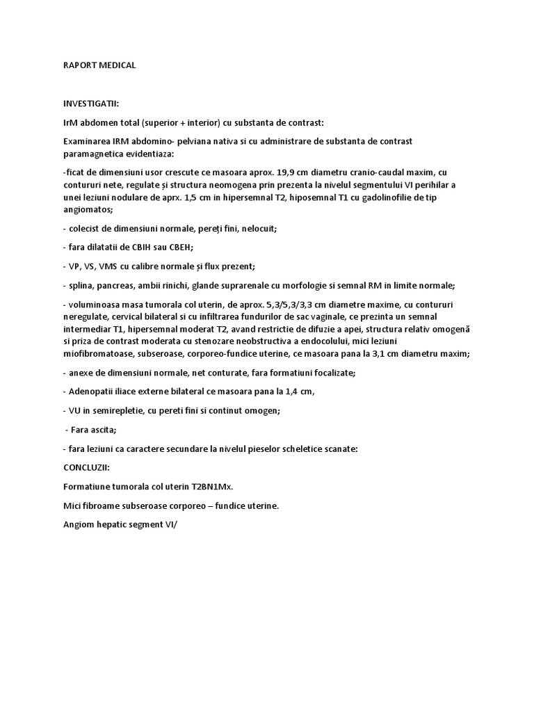 Raport Medical | PDF | Liver | Organ (Anatomy)