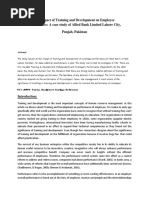 The Impact of Training and Development On Employee Performance: A Case Study of Allied Bank Limited Lahore City, Punjab, Pakistan