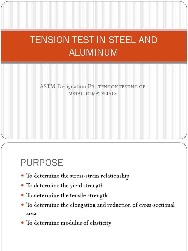 Tension Testing of Steel and Aluminum | PDF | Ultimate Tensile Strength ...