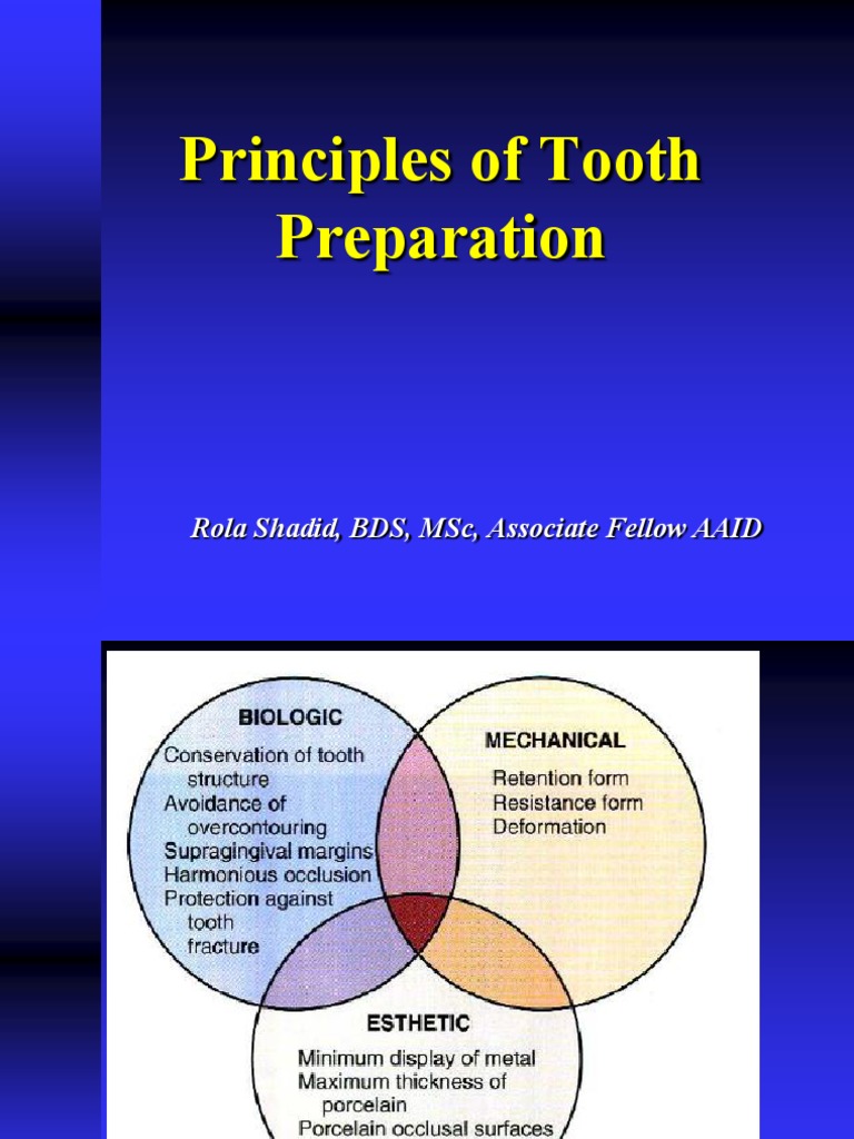 Principles of Tooth Preparation Dentistry Dentistry Branches
