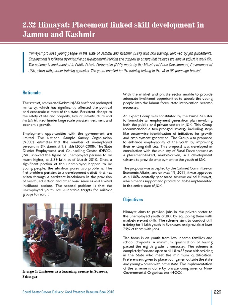 Himayat Placement Linked Skill Development in Jammu and Kashmir