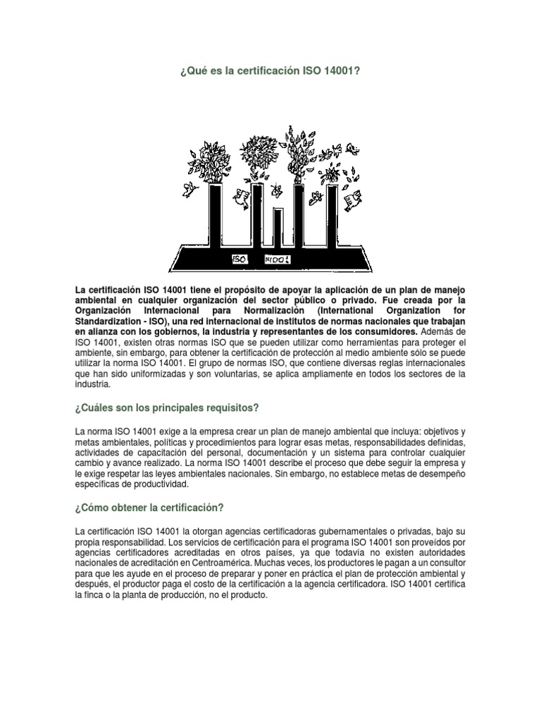 Qué Es La Certificación ISO 14001 | PDF | Política de medio ambiente ...