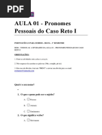 Aula 01 - Pronomes Pessoais Do Caso Reto i - Atividade e Respostas