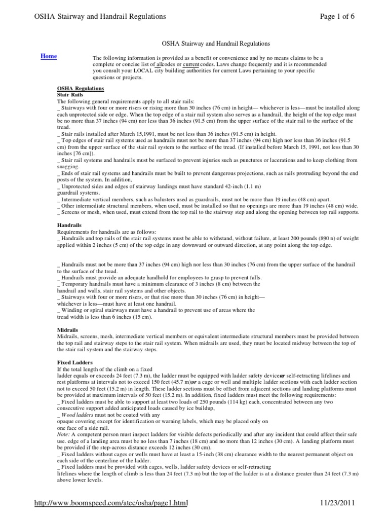 OSHA Stairway and Handrail Standards | PDF | Stairs | Nature