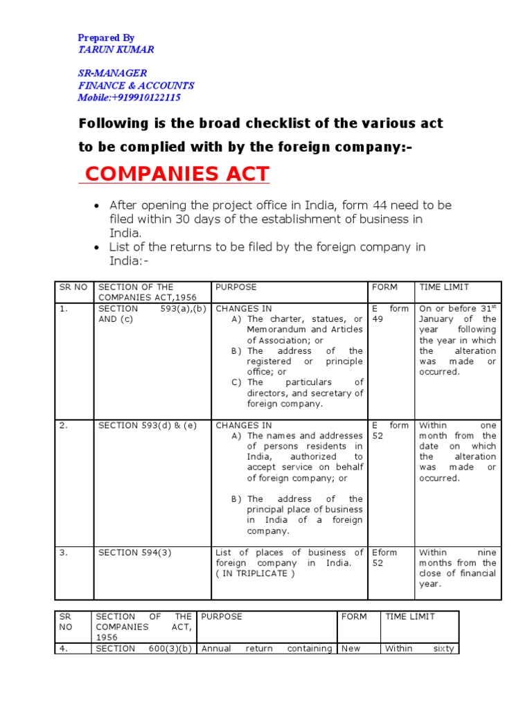 TDS Compliance Checklist for Foreign Firms | PDF | Employee Benefits ...