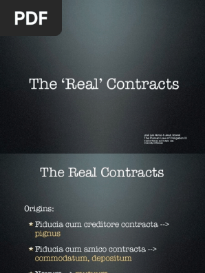 Obligations Real Contracts In Rome Business Law Common Law