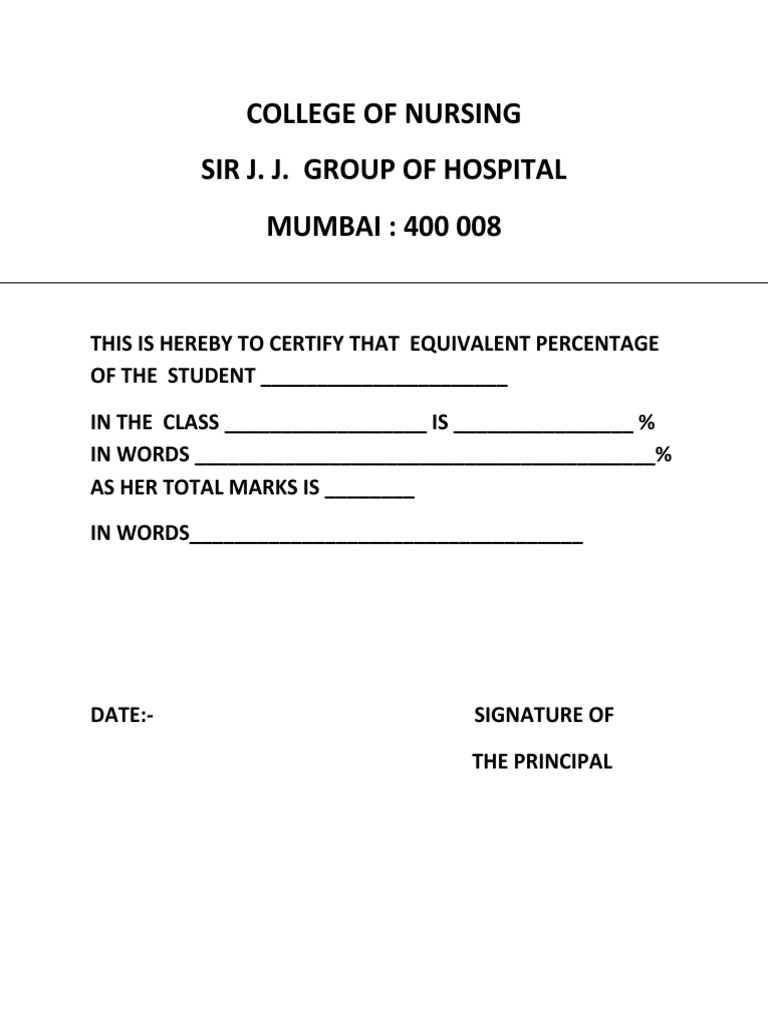 College of Nursing Sir J. J. Group of Hospital MUMBAI 400 008 PDF