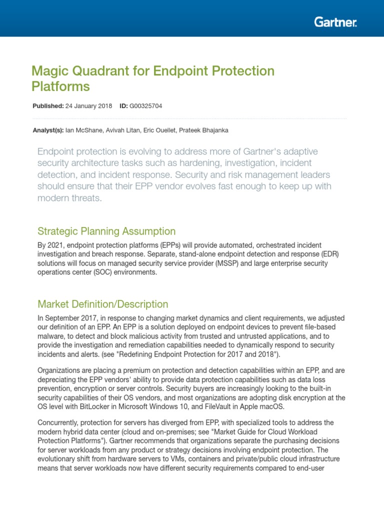 01 Gartner Magic Quad Endpoint Protection Platforms 1 2018 Cloud Computing Online Safety Privacy
