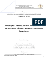 Introdução a métodos de análise de bases nitrogenadas e ácidos orgânicos