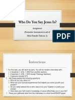 Who Do You Say Jesus Is?: Assignment (Formative Assessment in Aid of Mini-Transfer Task No. 1)