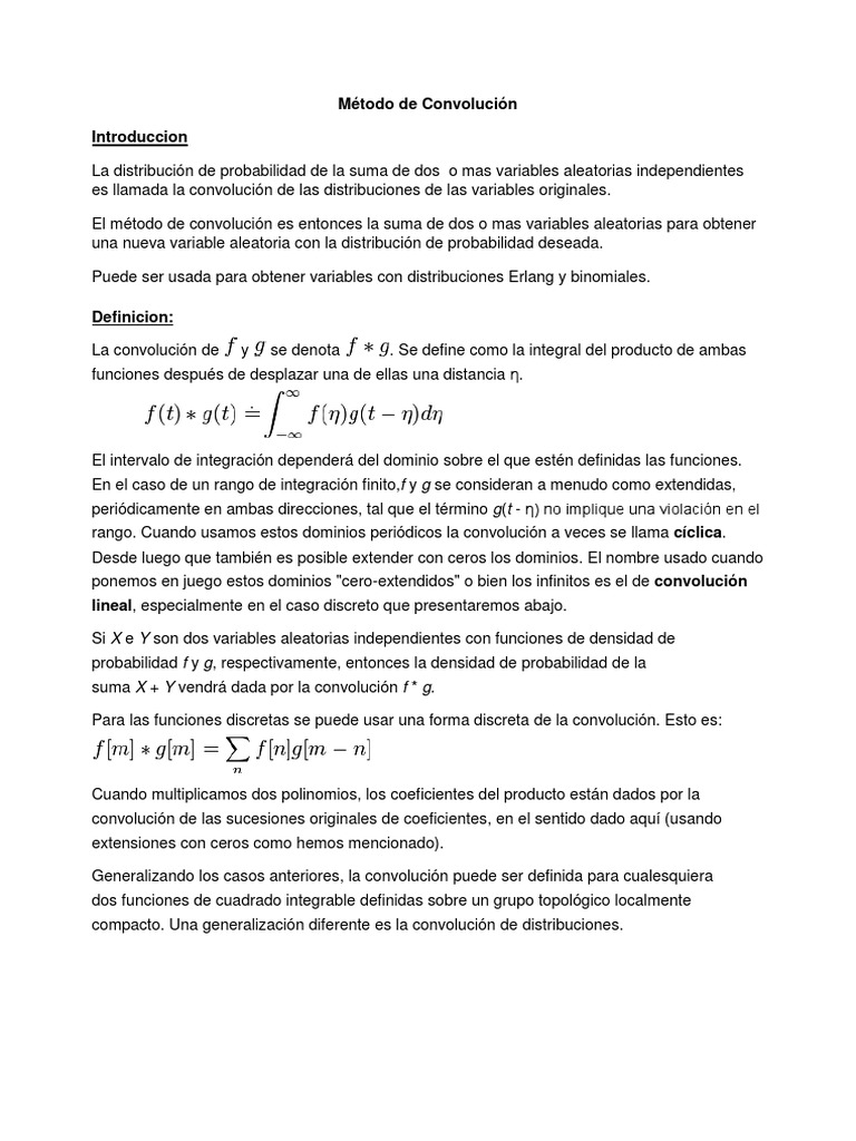 Metodo de Convolucion PDF Circunvolución Conceptos matemáticos