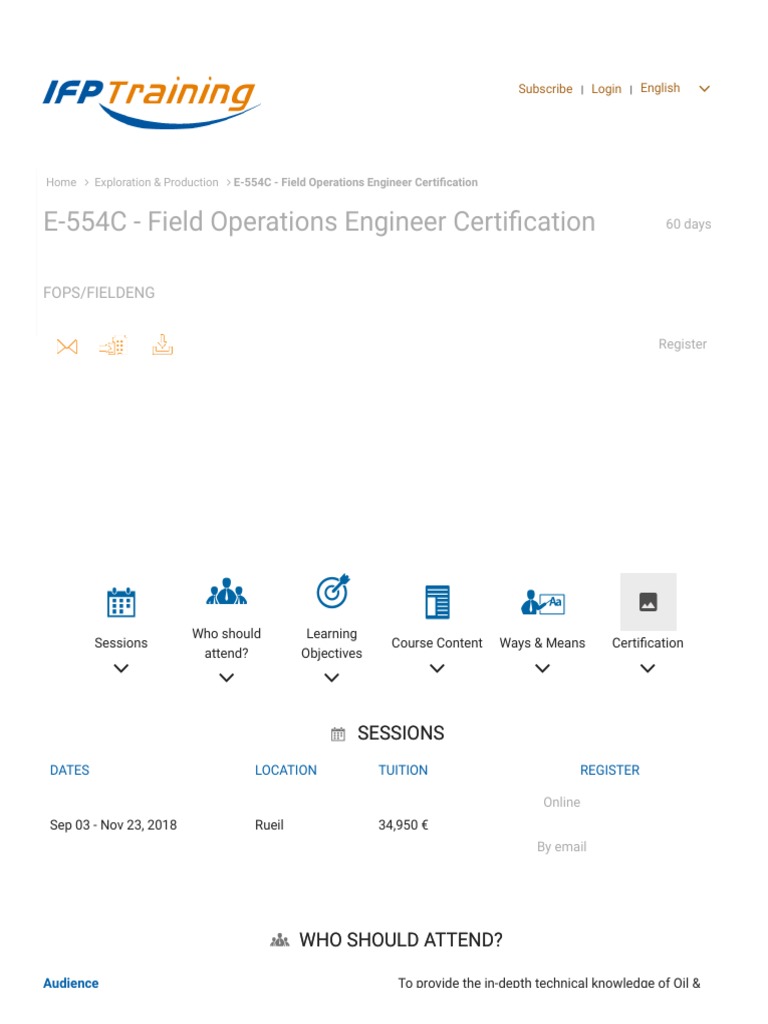 Course FOPS FIELDENG E554C Field Operations Engineer Certification
