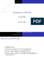 Introduction To MATLAB: Yuichiro Waki