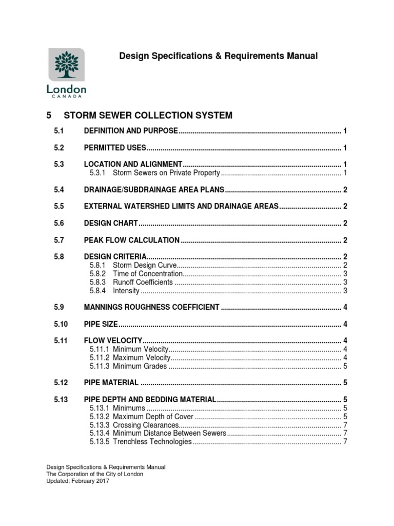 Design Specifications & Requirements Manual PDF Storm Drain