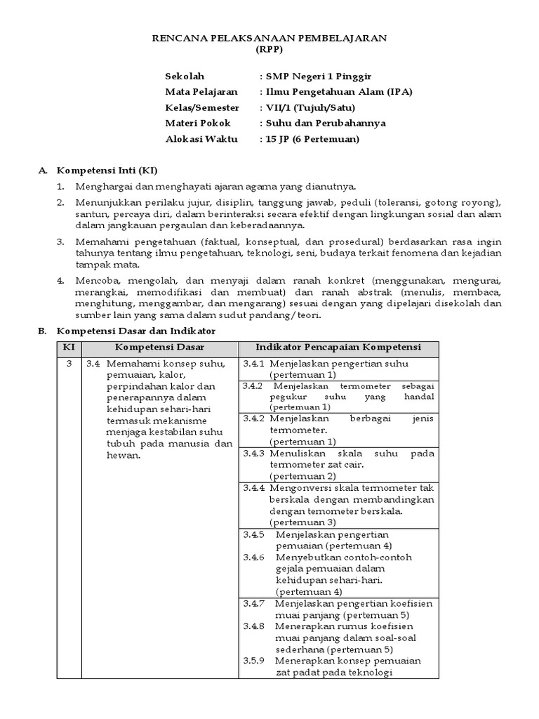 Soal Suhu Dan Perubahannya Kelas 7 Kurikulum 2013 Doc