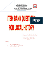 2015 Item Bank Questions For Local History