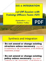 Synthesis & Integration: Psps Level-Off Session With Training Officers Team (Tot)