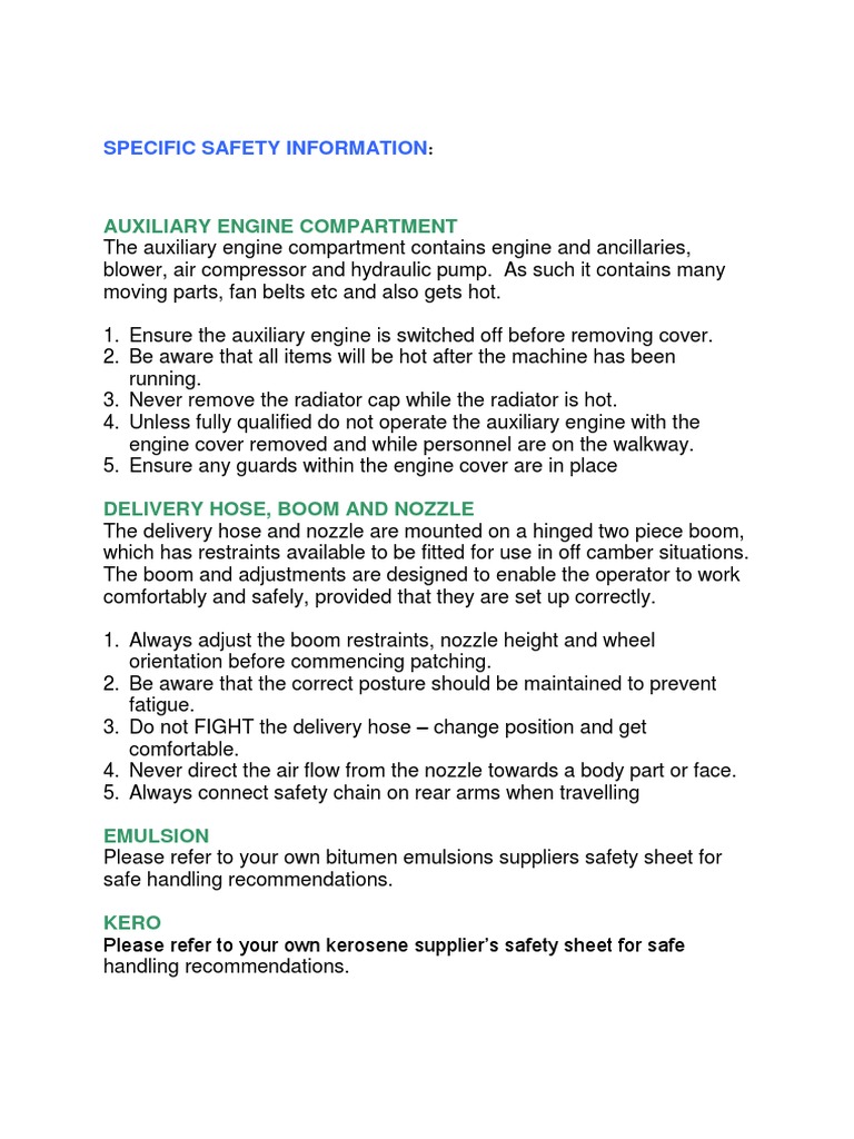 Safety Procedures and Precautions for Operating a Jetpatcher Auxiliary
