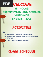 Welcome: In-House Orientation and Seminar Workshop SY 2018 - 2019