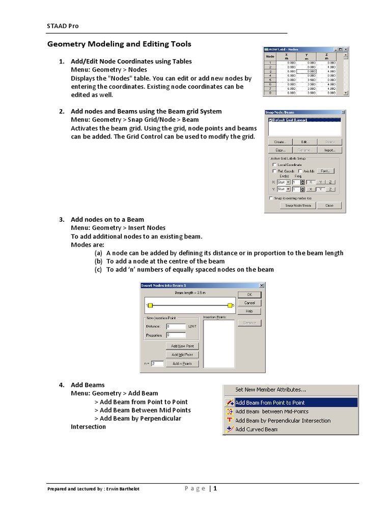 STAAD Pro Geometry Modeling Guide | PDF | Beam (Structure) | Rotation
