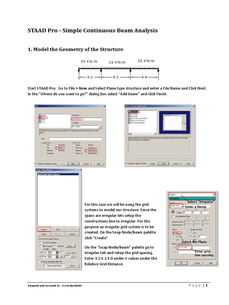 STAAD Pro Continuous Beam Analysis Guide | PDF | Beam (Structure) | Bending