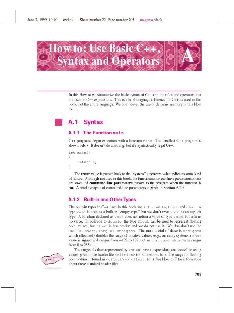 How To: Use Basic C++, Syntax and Operators | PDF