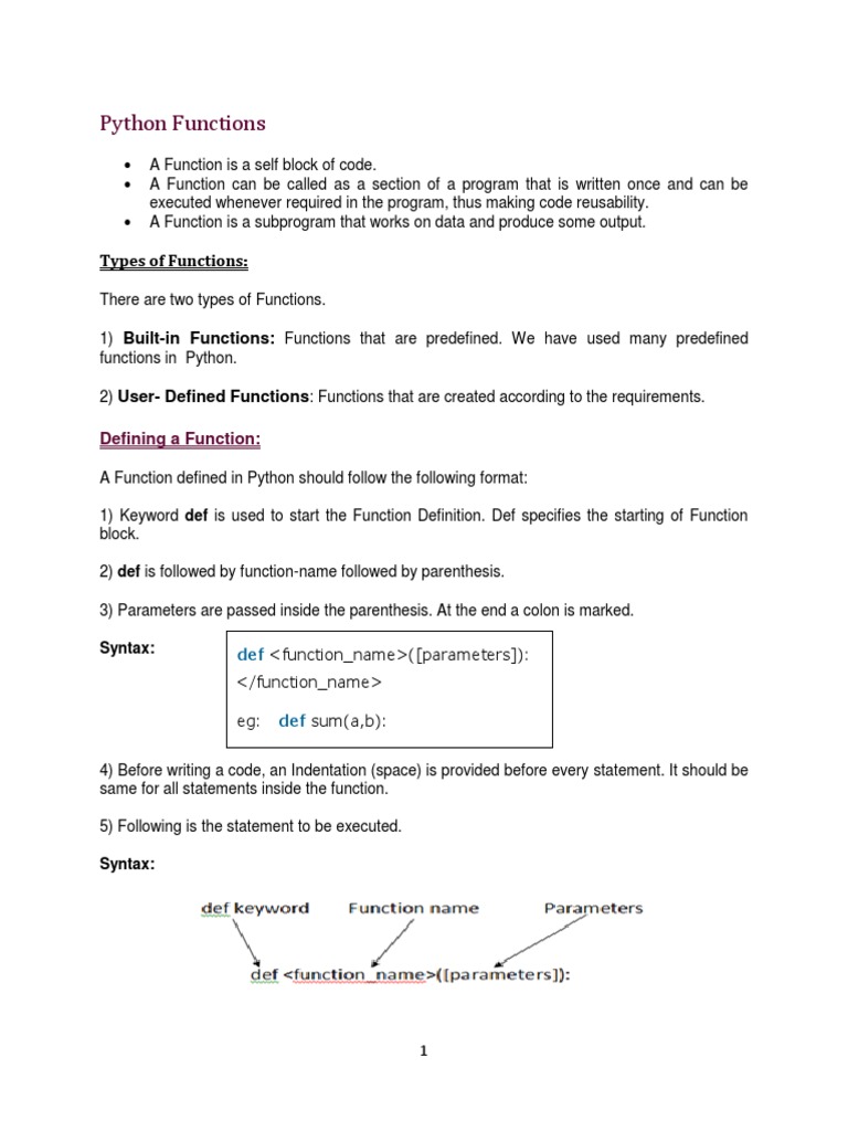 Python Functions | PDF | Parameter (Computer Programming) | Subroutine