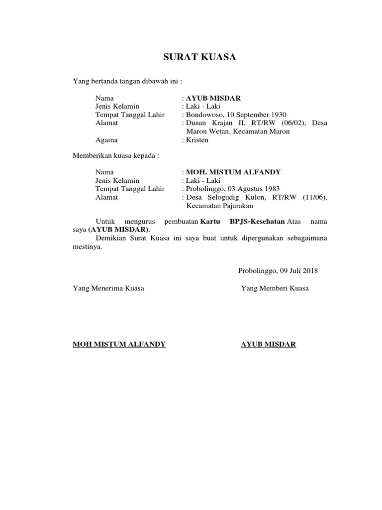 Surat Kuasa Bpjs Pdf