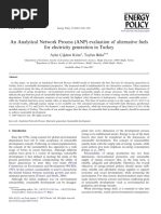 An Analytical Network Process (ANP) Evaluation of Alternative Fuels For Electricity Generation in Turkey