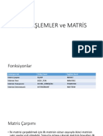 Excel Islem Matris