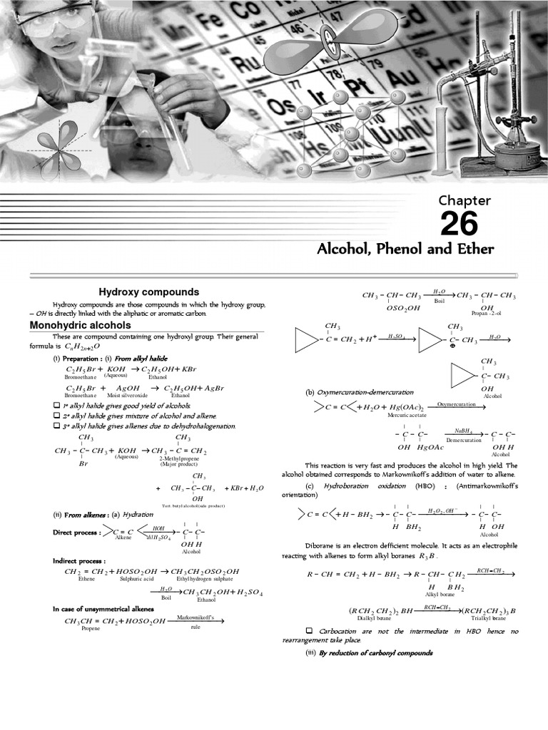 Monohydric Alcohols: Preparation & Properties | PDF | Alcohol | Ether