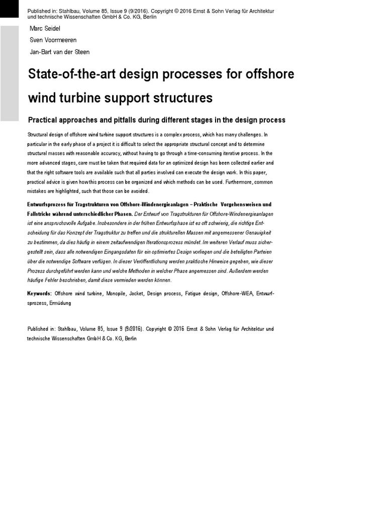 Design Processes For Offshore Wind Turbine Support Structures PDF | PDF