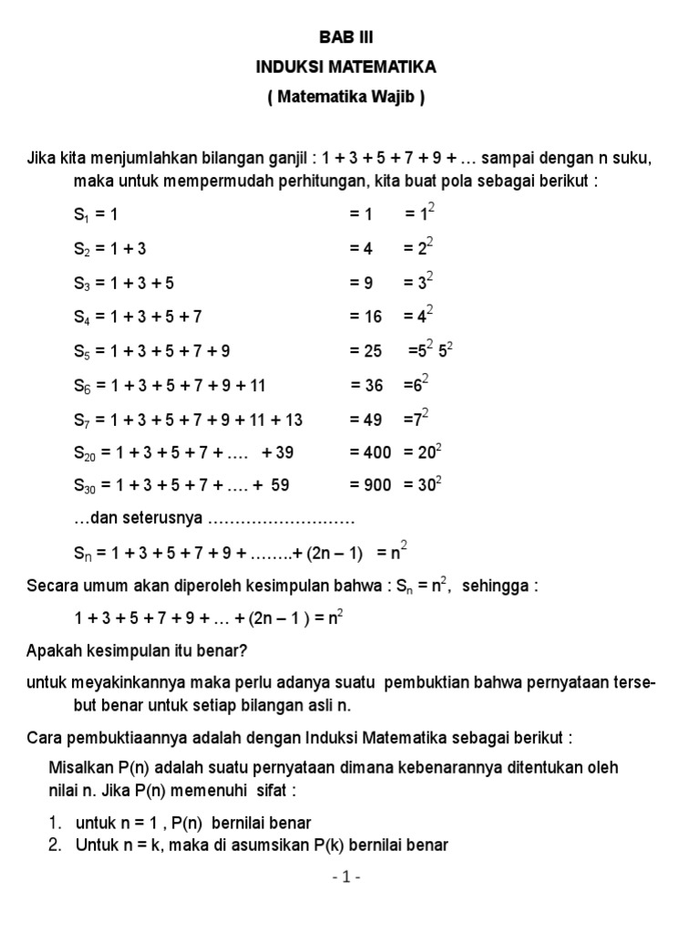 Materi induksi matematika kelas 11 semester 1 kurikulum 2013