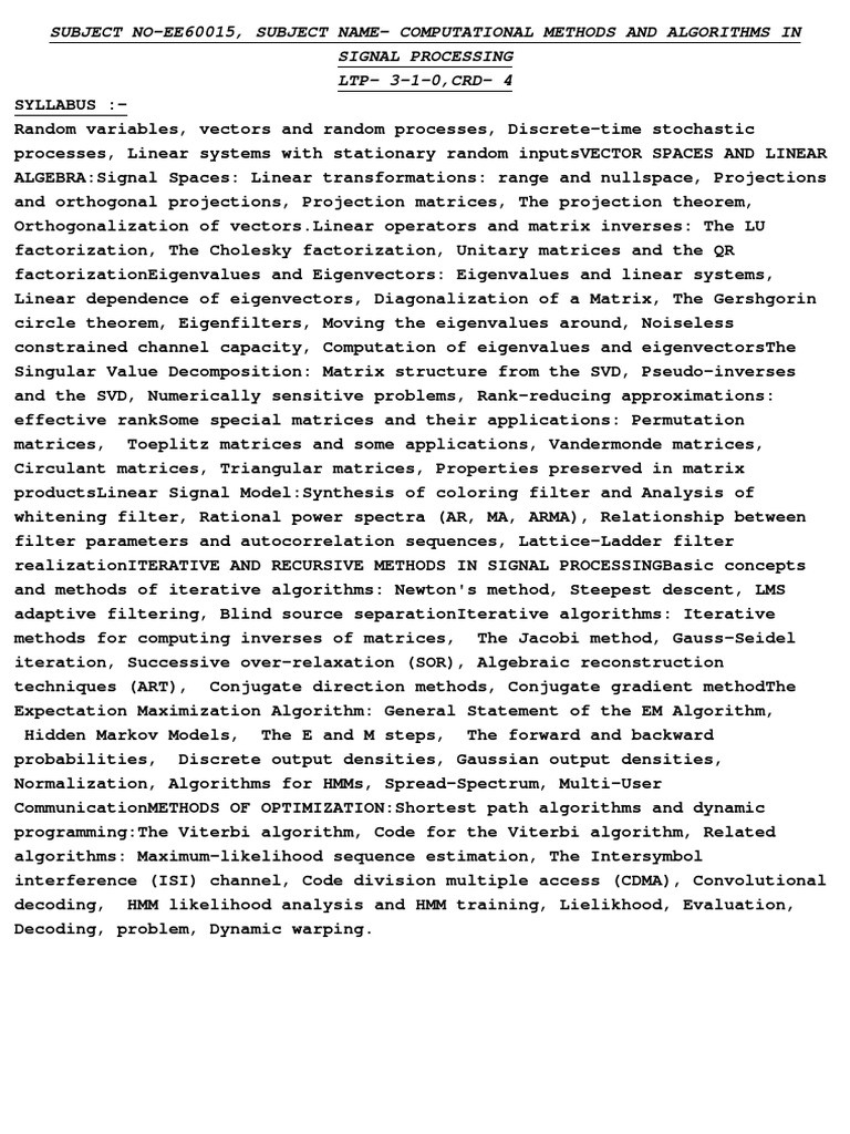 Computational Methods in Signal Processing | PDF | Matrix (Mathematics ...