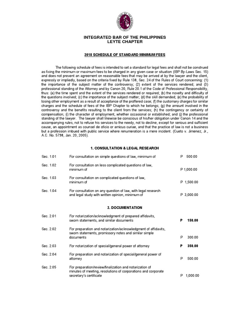 Integrated Bar Of The Philippines Leyte Chapter Attorney's Fee Lawyer