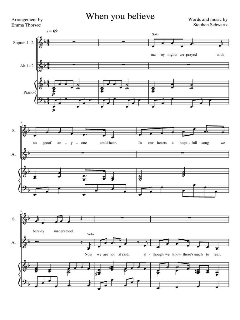 When You Believe sheet | Pop Songs | Songs