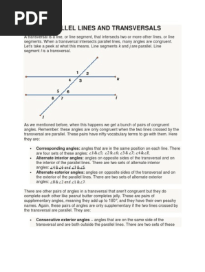 Reviewer 2 Geom Parallel Lines And Transversals