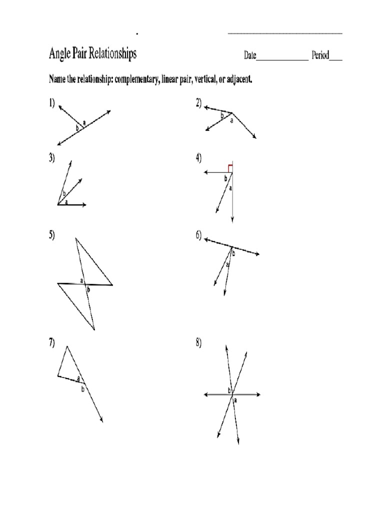 Angle Pair Relationships Answer Key | PDF