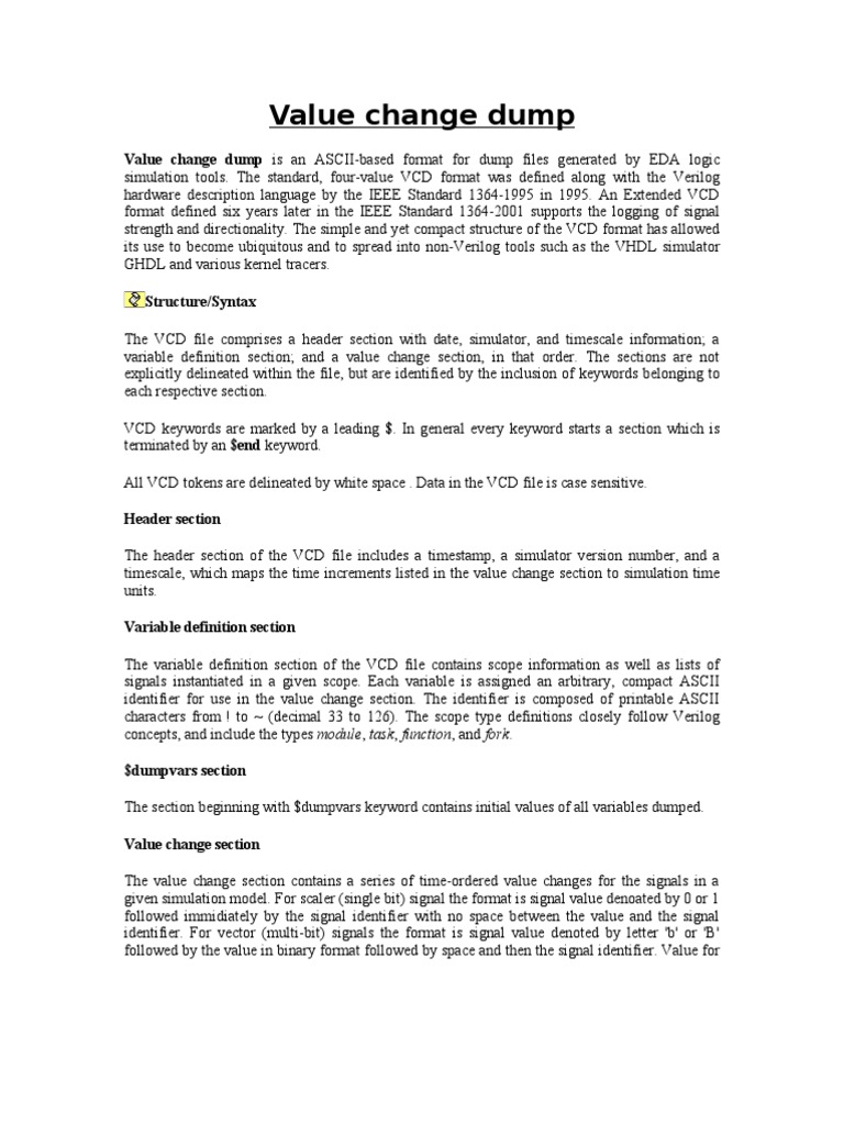 Understanding Value Change Dump (VCD) | PDF | Areas Of Computer Science ...