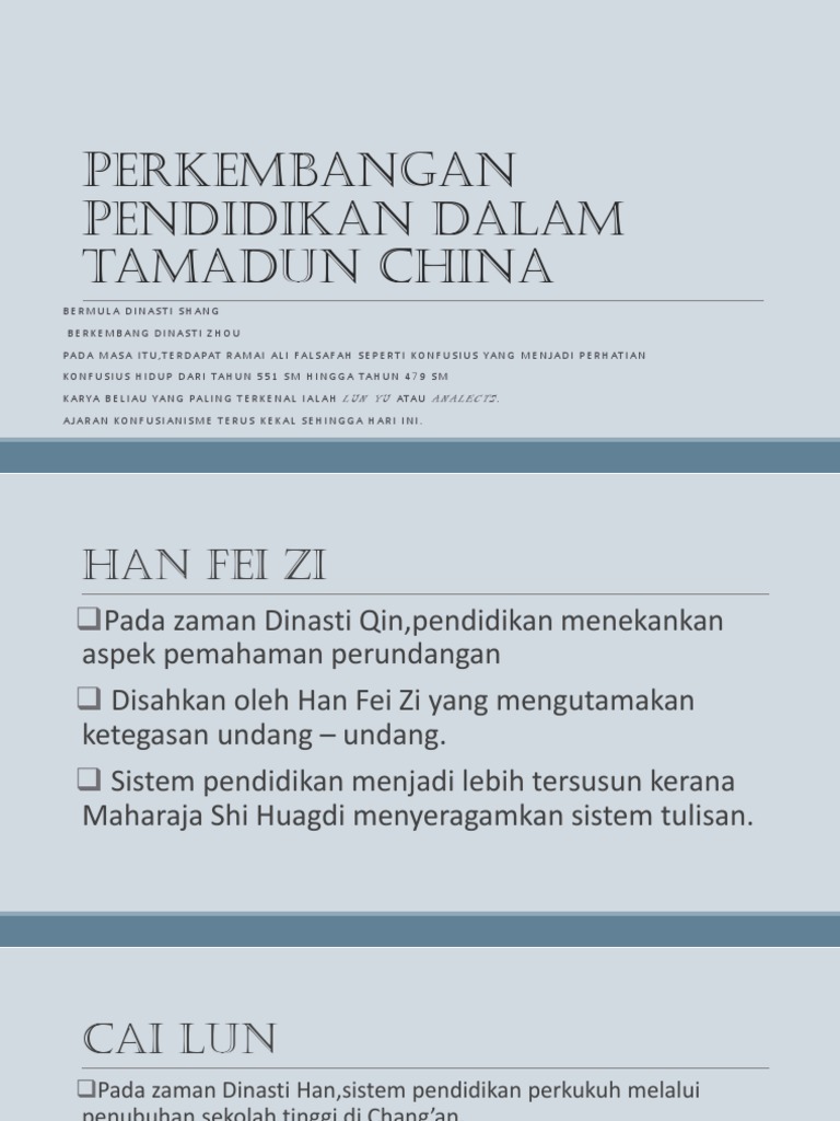 Perkembangan Pendidikan Dalam Tamadun China Pdf