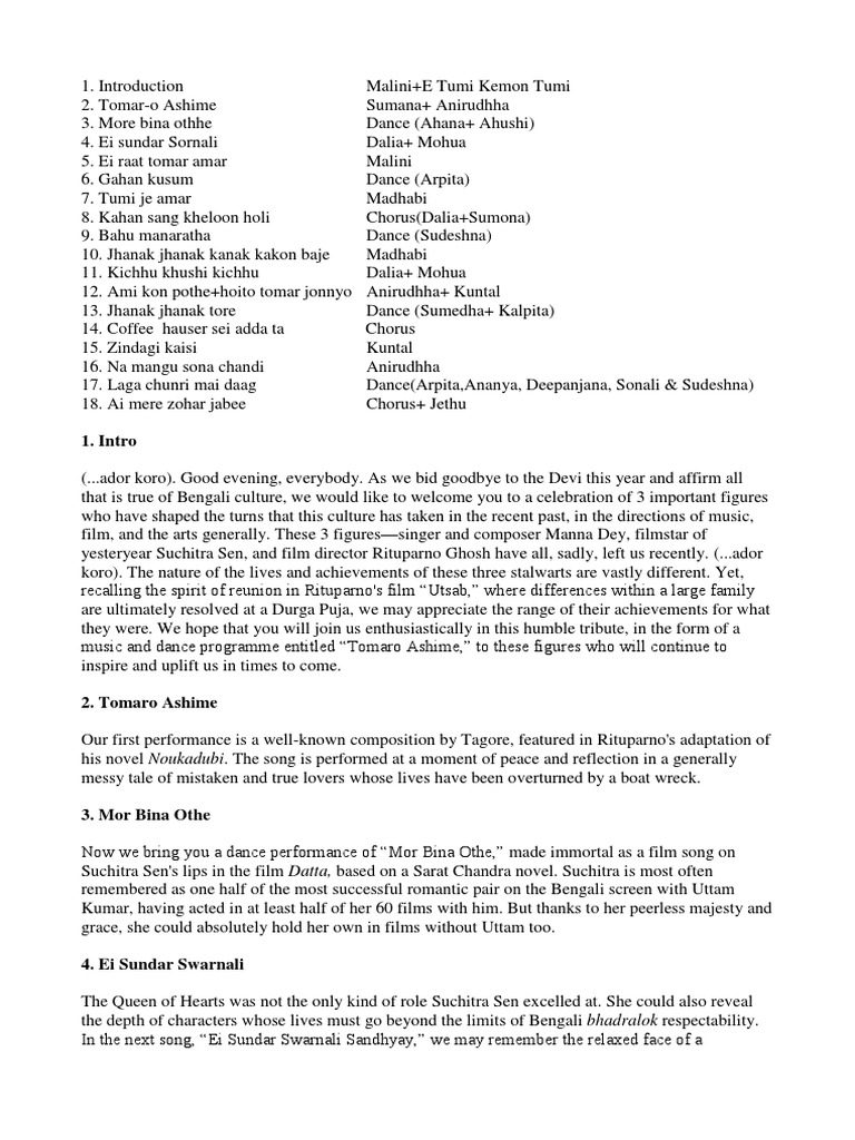 Bijoyadashami'14 - Programme Script | PDF | Leisure