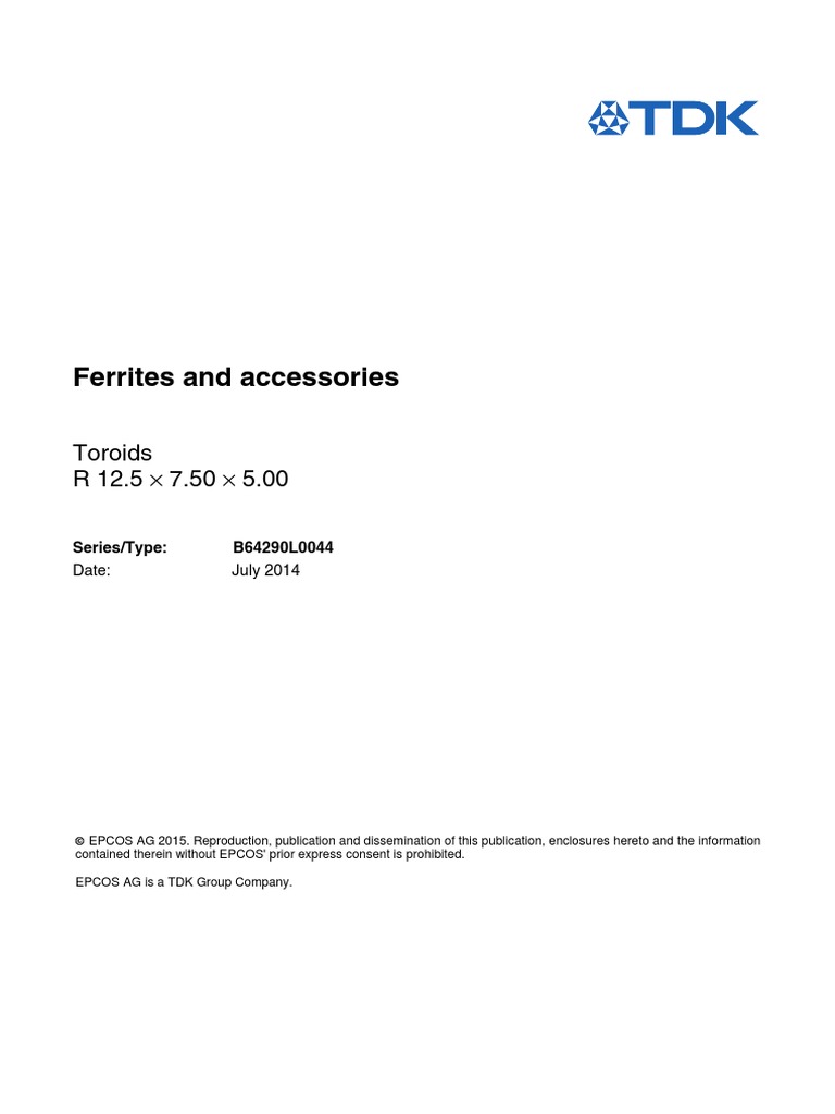 Ferrites and Accessories Data Sheet Data Sheet PDF Inductance Inductor