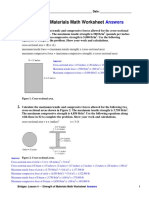 Strength of Materials Math Worksheet: Answers