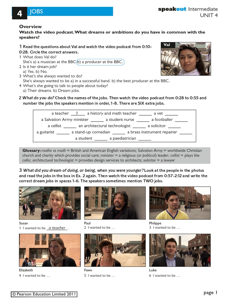 Speak Out Intermediate - Unit 4 PDF | PDF
