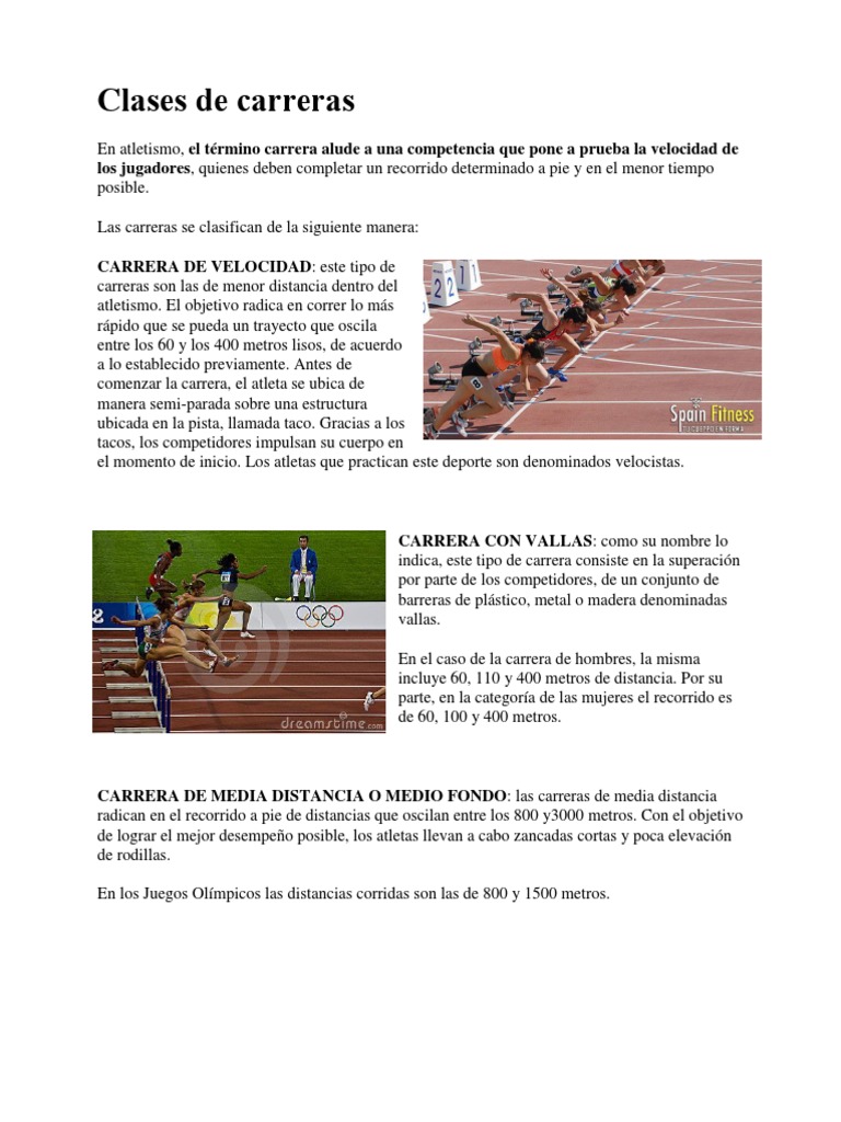 Clases de Carreras Atletismo | Descargar gratis PDF | Deporte del ...