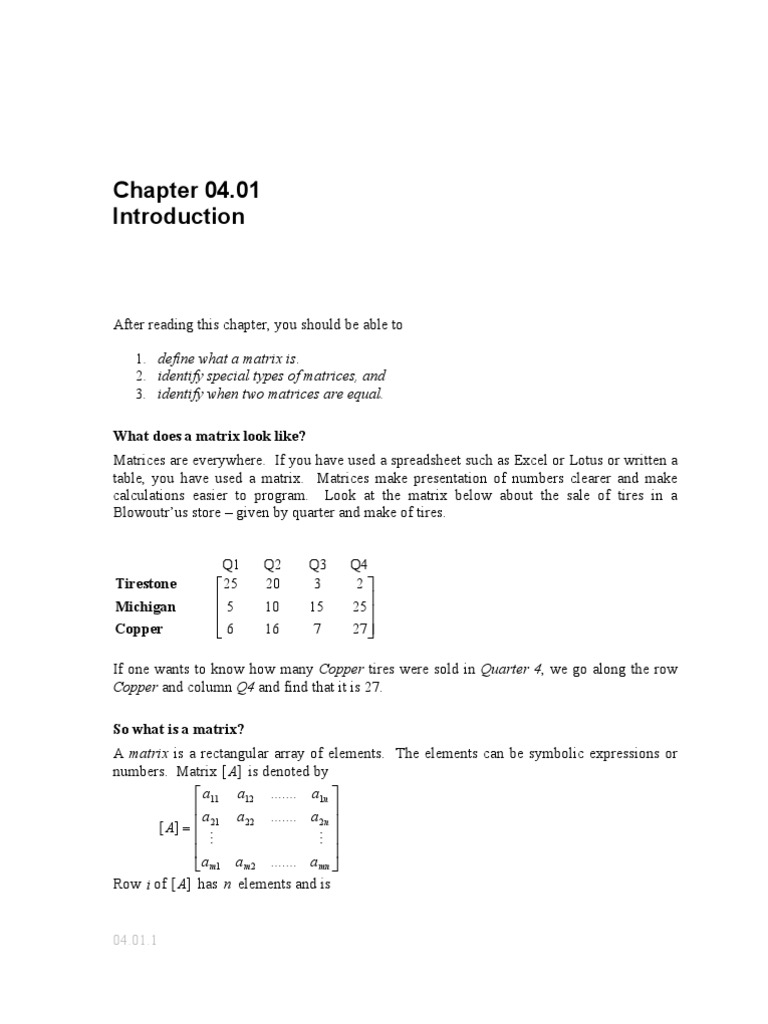 Introduction To Matrix Algebra PDF Matrix (Mathematics) Mathematical Relations