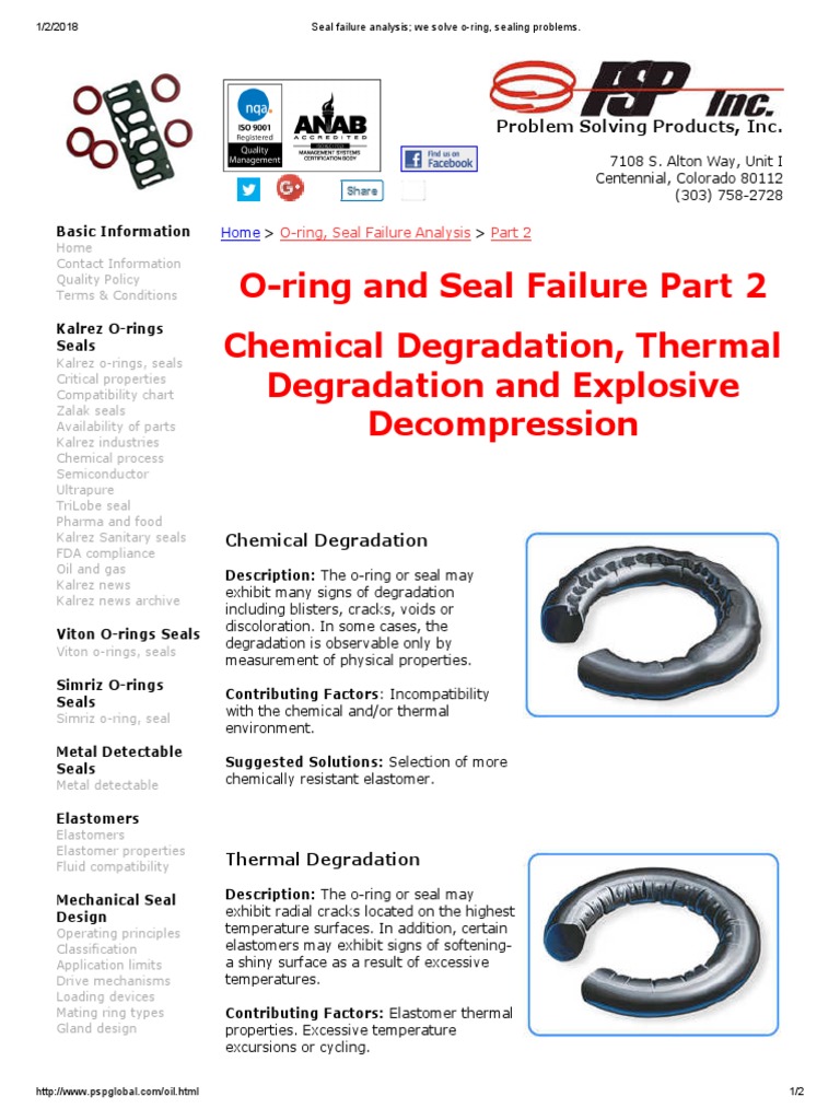 Seal Failure Analysis We Solve O Ring Sealing Problems 2 Pdf