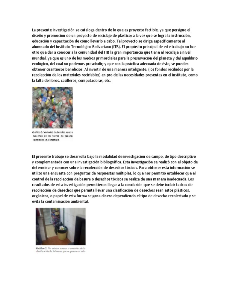 Proyecto Reciclar Basura | PDF | Reciclaje | Residuos