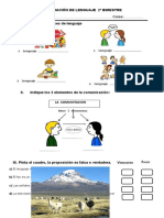 Evaluación de Ciencias Lenguaje 2º Bimestre - Profa Felipa Alvarado